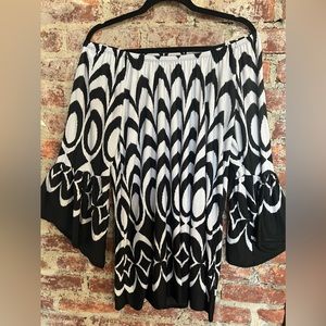 Black & White Off the Shoulder Blouse, F U N style
